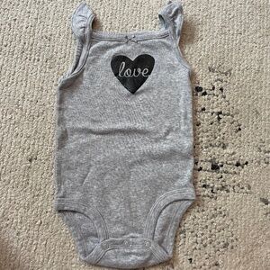 Carter's girls size 6 months tank top onesie black glitter heart love